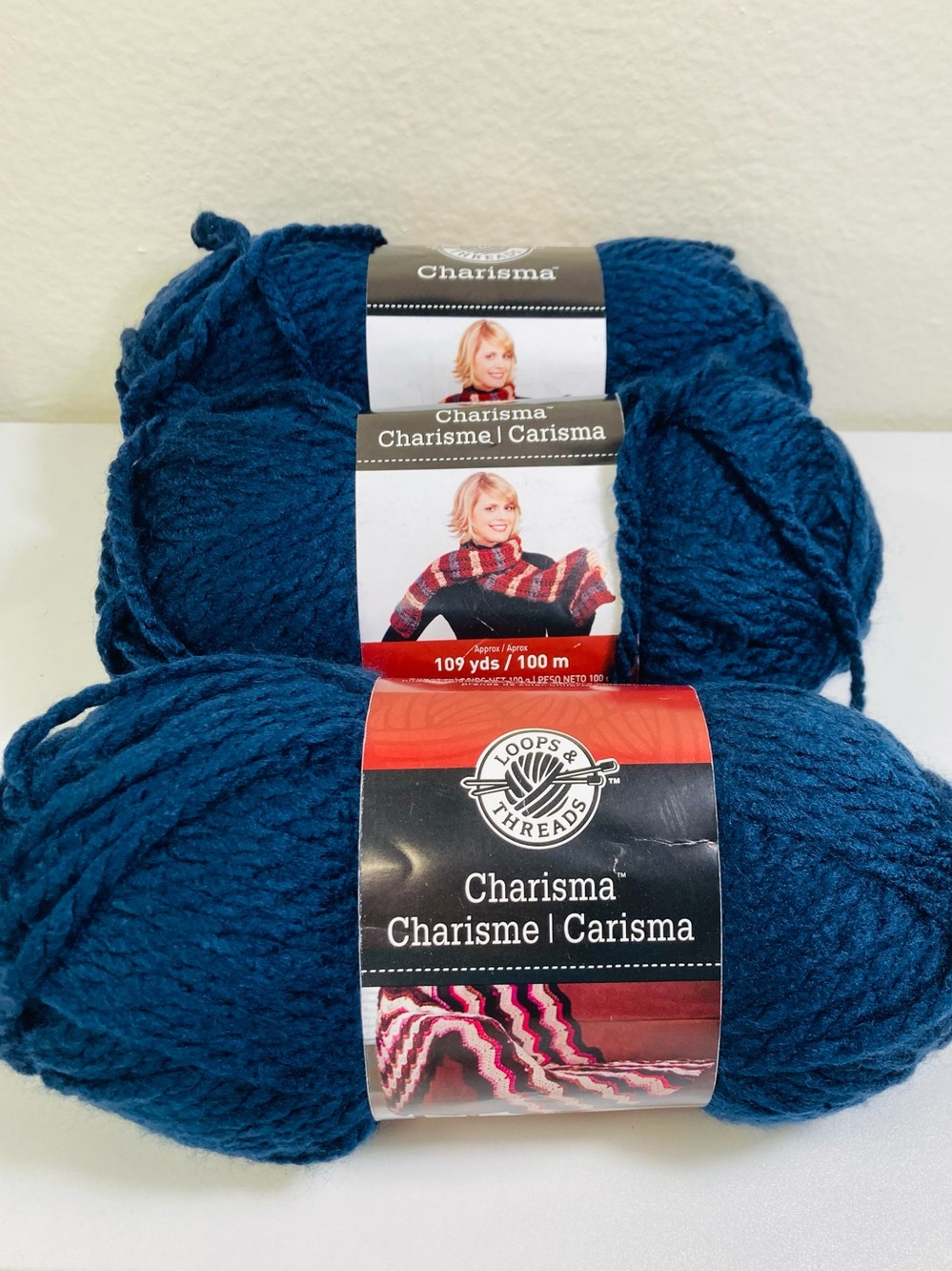 NEW 3 Loops & Threads Charisma 100% Acrylic Super Chunky Color:  Dark Blue 1675